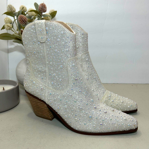 Betsey Johnson Shoes - Betsey Johnson SB-Diva Pearl Short Boot Western Cowgirl Women 8 NWB Bridal